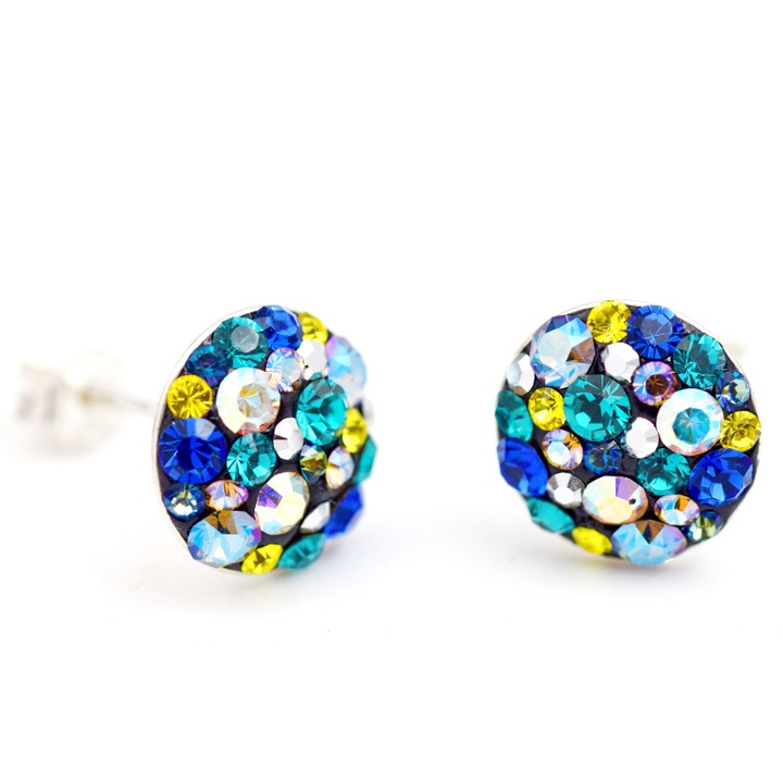 Cercei Swarovski Chaton Ball Multicolori - Argint 925