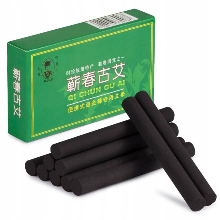 Set 10 betisoare fara fum pentru moxoterapie, Medimas, 12 cm, Negru