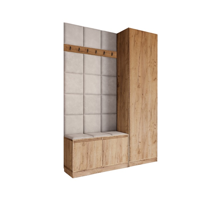 Cuier Hol Klaus I, kraft cu tapiterie bej, 150 x 205 x 33 cm