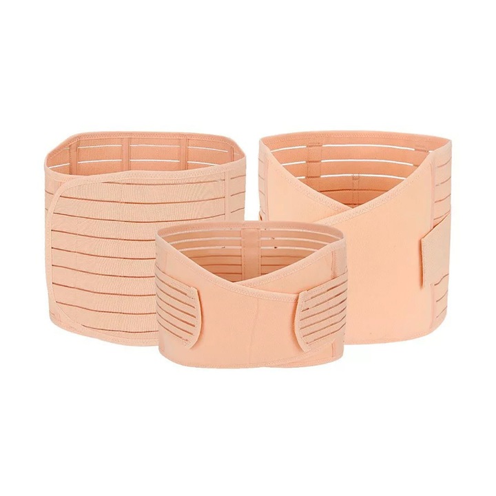 Постнатален коремен колан, 3 броя, За възстановяване след раждане и други операции, Подходящ за талия 95-104 см, Без натиск при рани от цезарово сечение, XL, YHJ, Памук, Бежов