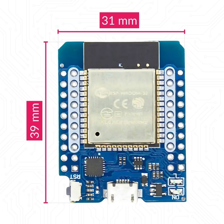 Мини дънна платка ESP32 D1, WiFi, BLE 4.2