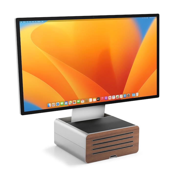 Suport de monitor pentru iMac/screen-uri, Suport de monitor cu inaltime reglabila si spatiu de depozitare, Twelve South HiRise Pro, argintiu