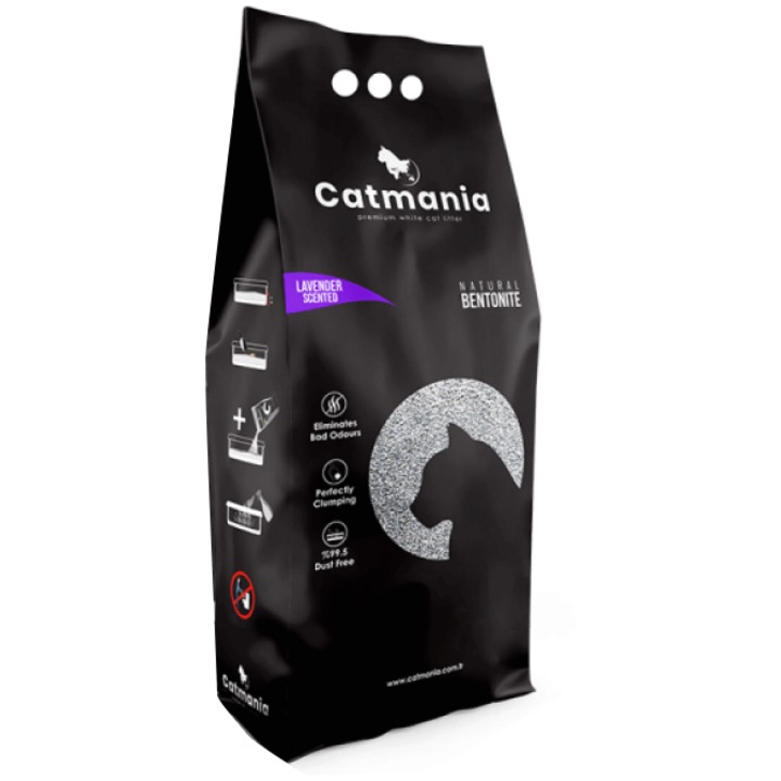 Пясък за котешка тоалетна Catmania, Бентонит, Лавандула, 10 л