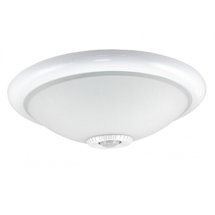Mennyezeti lámpa mozgásérzékelővel, MasterLED, Műanyag, E27, Két aljzattal, 2x40W, Fehér