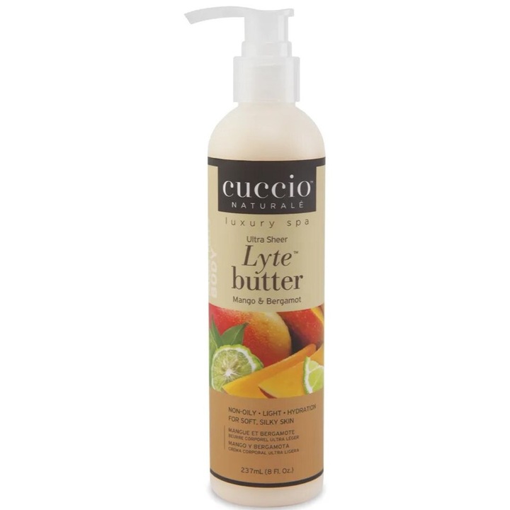 Unt de corp ultrafin Cuccio Lyte Butter Mango & Bergamot, Cuccio, 237 ml