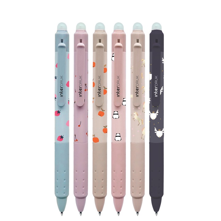Комплект химикалки Cute Girl пише-трие - автоматични, 6 броя, дебелина на писане 0.5 мм