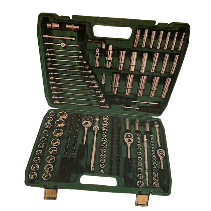 Trusa Chei Tubulare si Clichet, crom vanadiu, 216 Piese, Cutie Verde