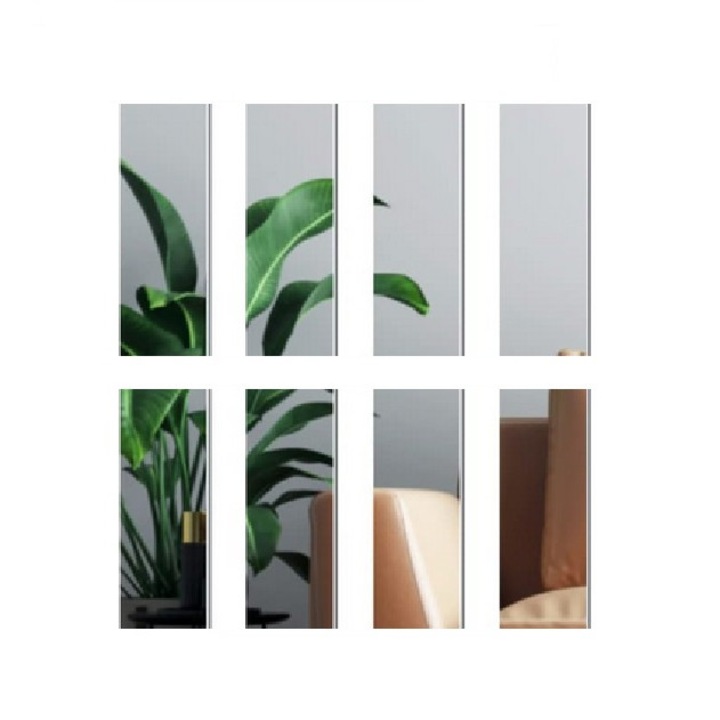 12 db-os öntapadó akril dekoratív tükör készlet DAVIDAMI CONCEPT® Téglalap modell, mérete 35 cm x 8 cm