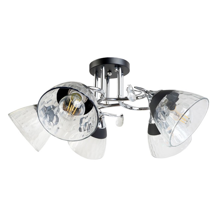 Полилей Lightex TELMA, 5xE27, Черен хром