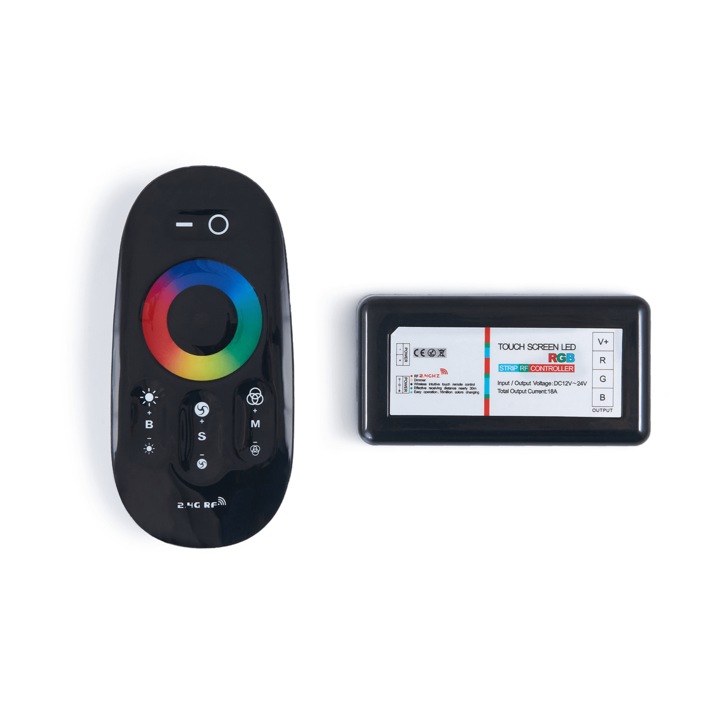 Rádiófrekvenciás (RF) 18A 216W-os meghajtó RGB LED szalagokhoz, fekete színben