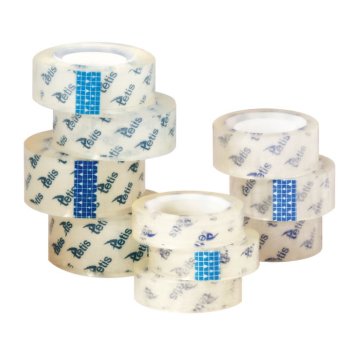 Set 8 role adezive, Tetis, 18mm, Transparent