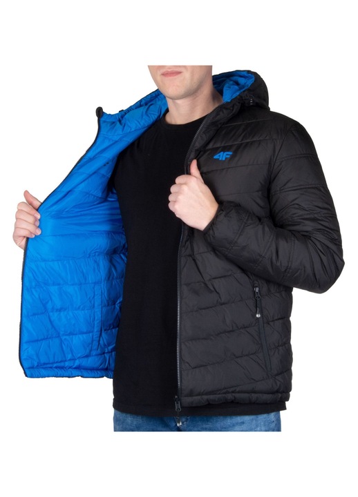 Jacheta de iarna reversibila pentru barbati,4F, Poliester, Negru/Albastru
