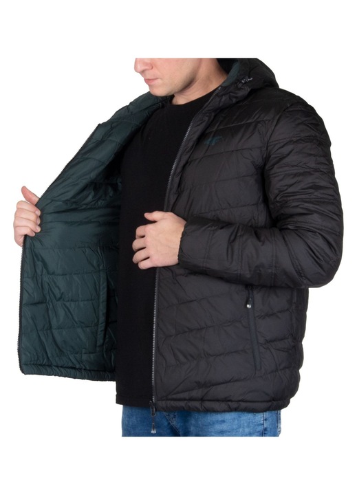 Двулицево зимно мъжко яке, 4F, полиестер, Зелен/Черен