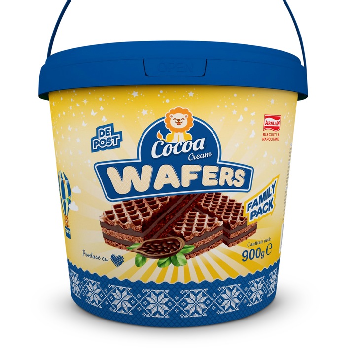 Napolitane de cacao cu multa crema de cacao, Arslan, de Post, 900 Gr