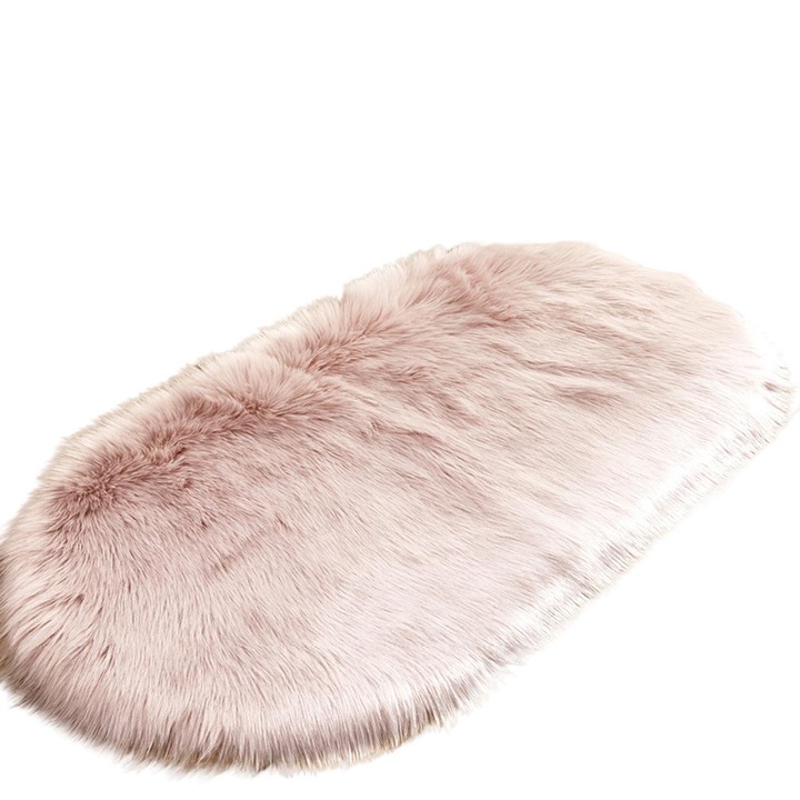 Овален килим, QttvbTna, Полиакрил, 50x80 см, Розов