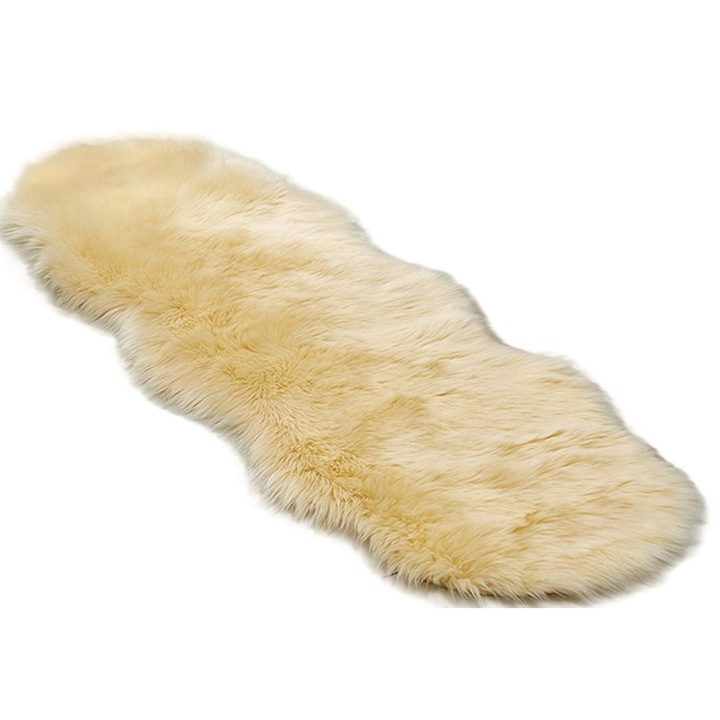 Килим, QttvbTna, акрил/изкуствена кожа, 60 x 160 x 3 cm, бежов