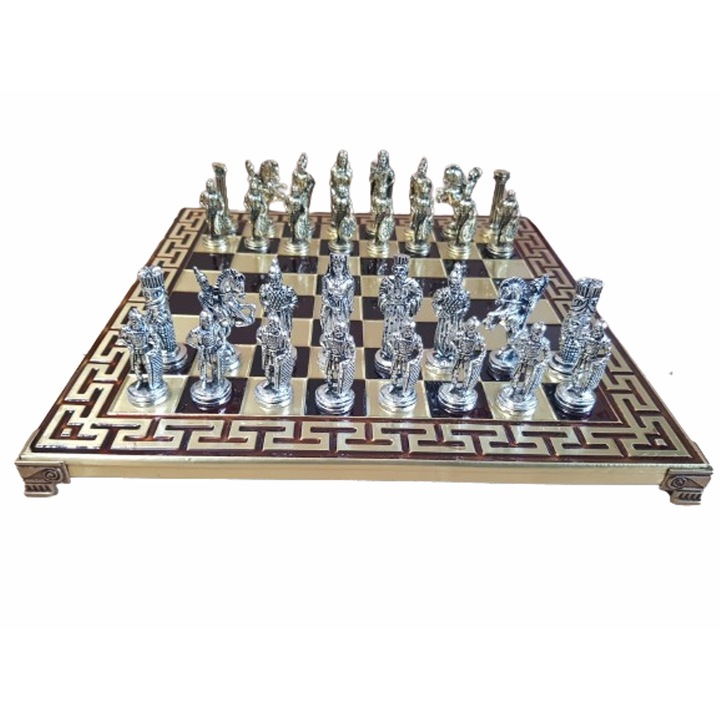 Sah Macedoneni Persani, Tabla metalica, Figurine metalice, Caramel/Aur, 33x33 cm