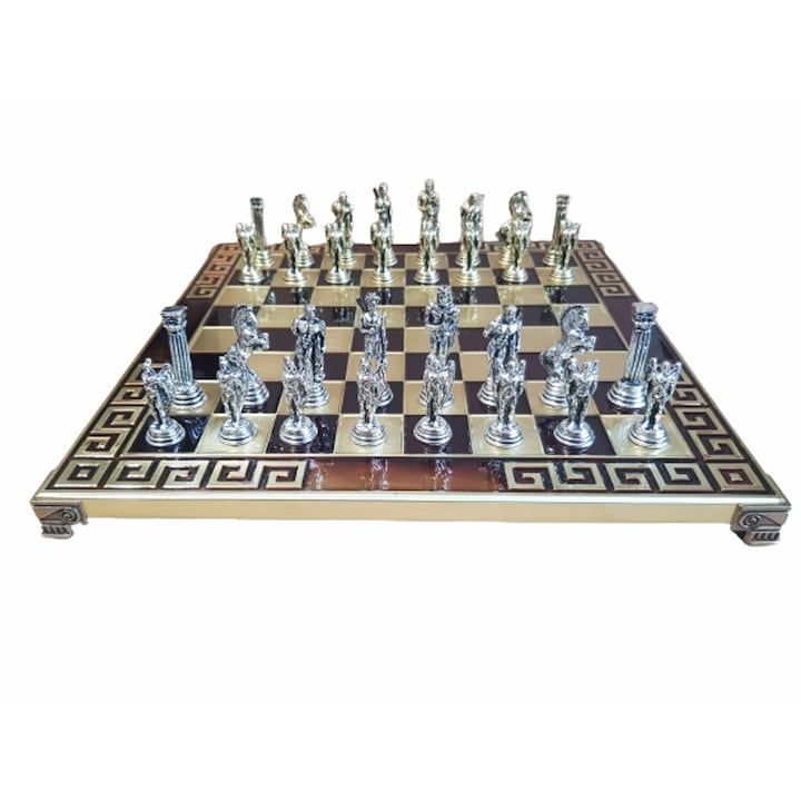 Шах Икар, Метална дъска, Метални фигури, Карамел/Златно, 33х33 см