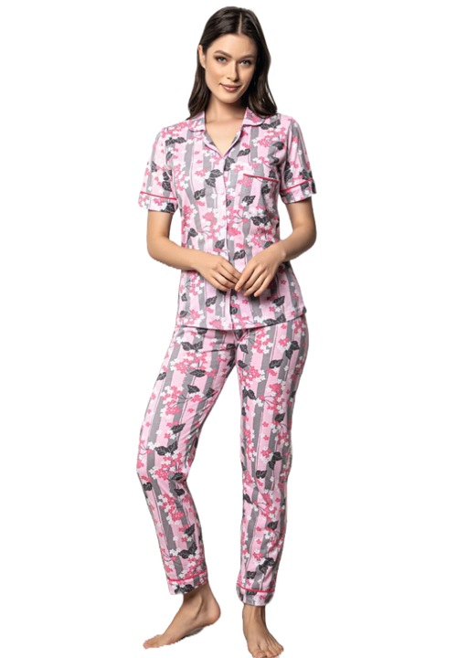 1 Uramag noi pizsama, 100% pamut, 2 db, Rózsaszín