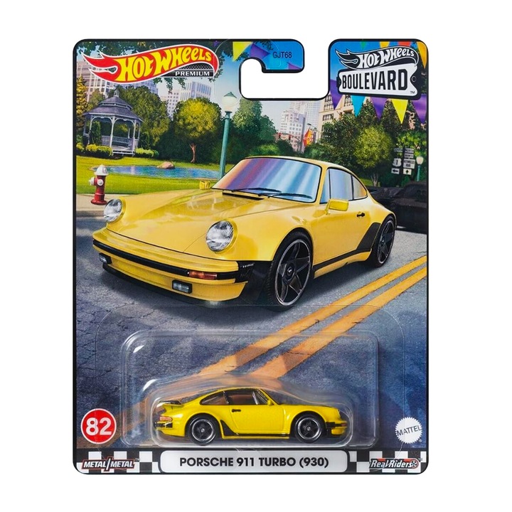 Метална кола Hot Wheels Premium, Porsche 911 Turbo 930, 1:64, Жълт