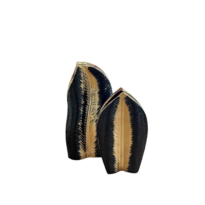 Set 2 vaze ceramice negre, dimensiuni 20cm si 25cm