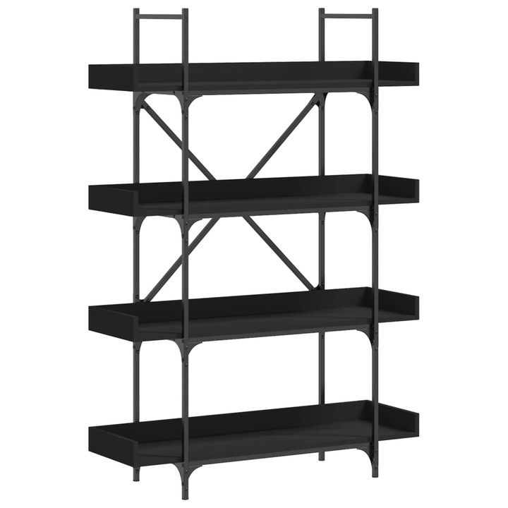 Biblioteca cu 4 niveluri vidaXL, negru, 100x33x145,5 cm lemn prelucrat 23.1 kg