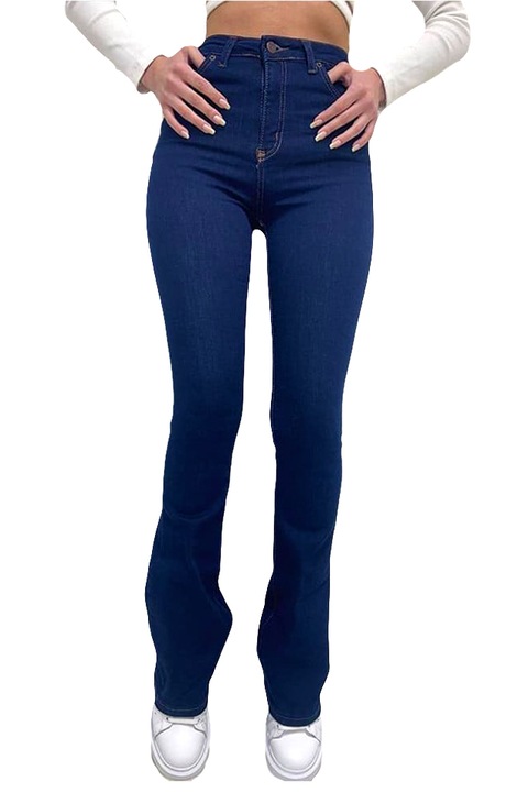 Дамски дънки BIG Ty flared, с висока талия и класическа кройка, Denim Blue
