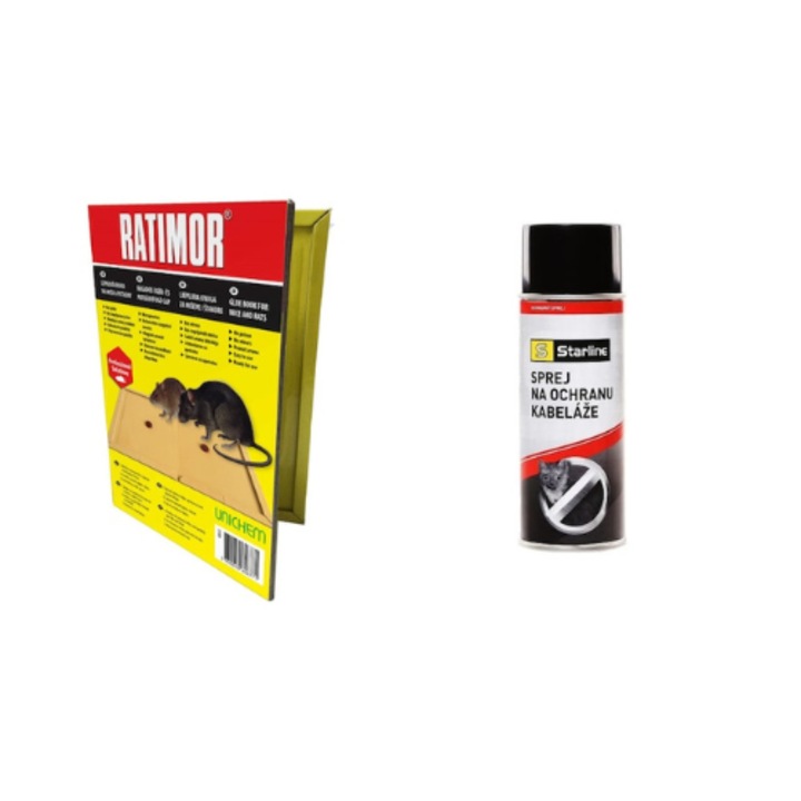 Set Capcana Adeziva cu Lipici pentru Soareci si Sobolani, RATIMOR + Spray anti rozatoare 400ml