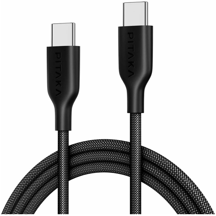Cablu Pitaka Flex Braided, USB C-USB C, 1.2 metri, Negru