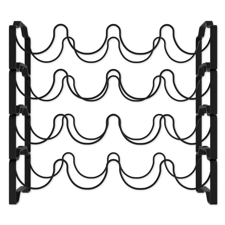 Стелаж за бутилки, Lenmar, Метал, Капацитет 16 бутилки, 46 x 47 x 19 см, Черен