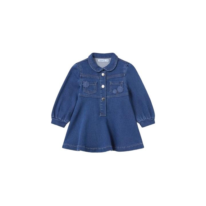 Rochie denim fetite, Mayoral, Bumbac/Poliester, Albastru, Albastru