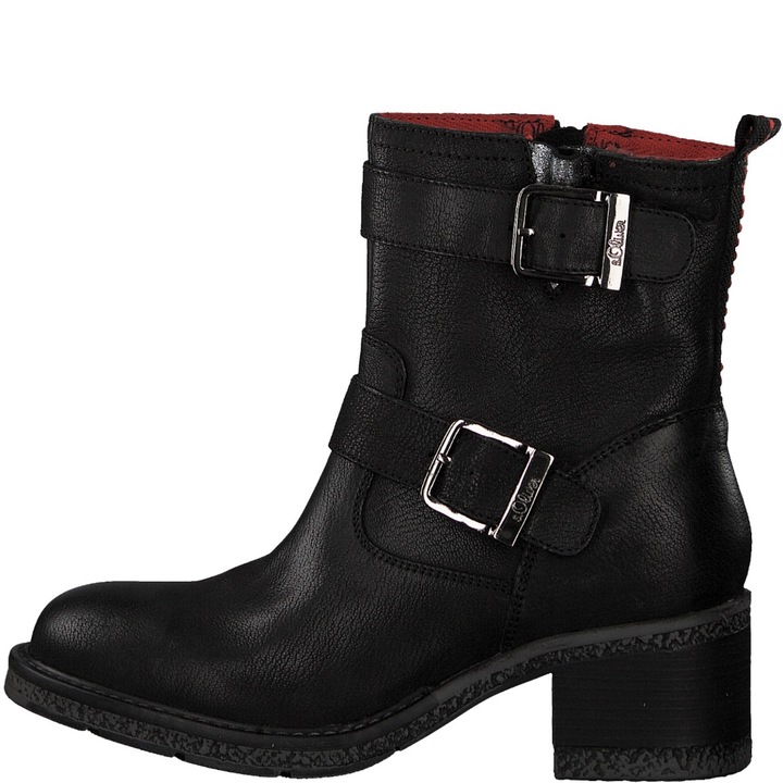 Botine dama, S.oliver, Piele, Negru, Negru