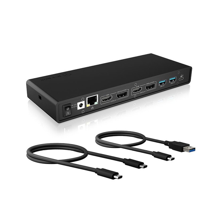 Docking Station Raidsonic IcyBox IB-DK2245AC, USB 3.0, Type-C, PD 65W, negru