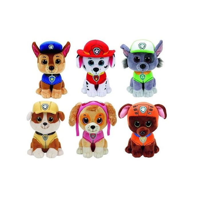 6 db-os Paw Patrol plüssjáték készlet csillogó szemekkel -20 cm