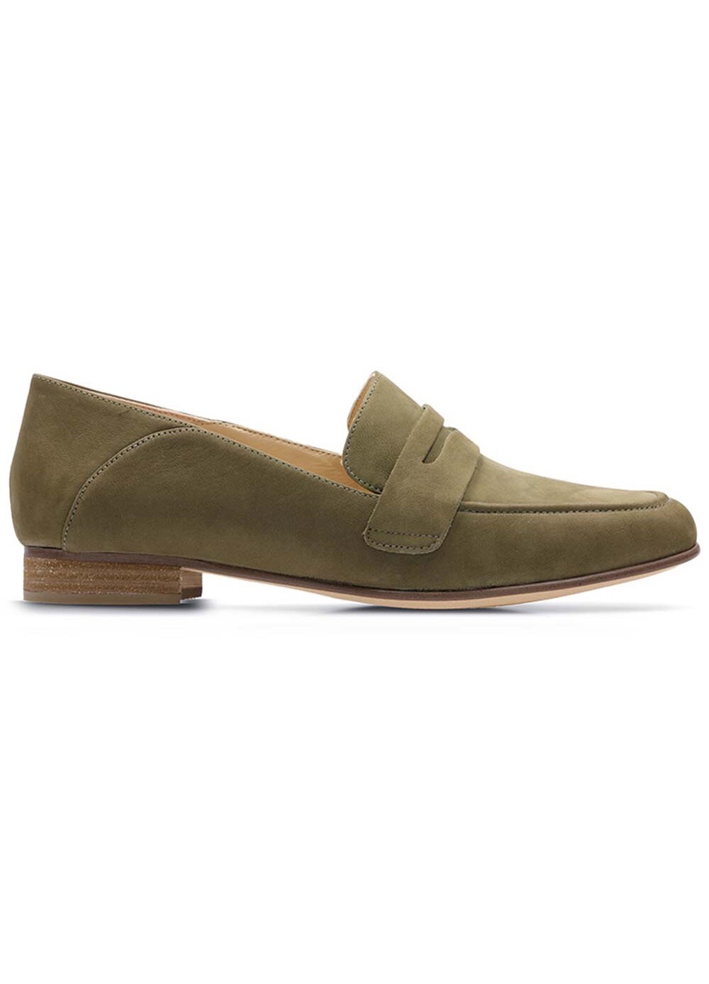 Clarks Pure Iris női mokaszinok, khaki zöld, bőr méret