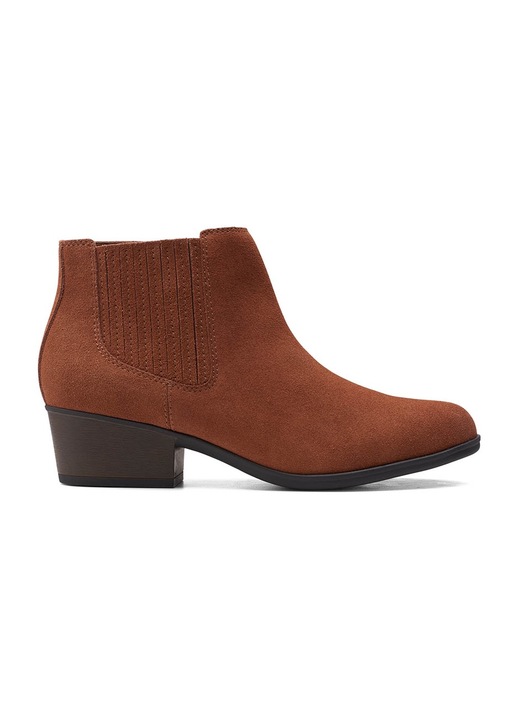 Botine dama Adreena Flora, Clarks, Piele intoarsa, Maro, Maro