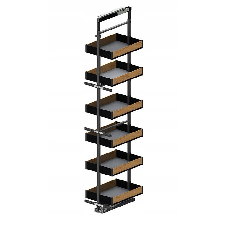 Konyhai tárolópolc, Rejs, Terhelhetőség 120kg, 190-210cm, Fekete/barna