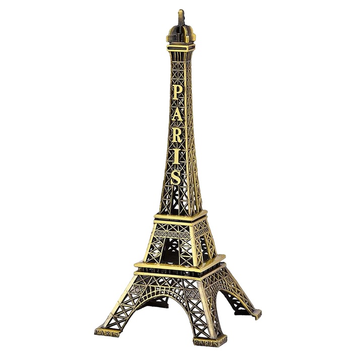 Decoratiune turnul Eiffel, Hggzeg, Proiectarea simularii, Rezistent la rugina si uzura, Nu este usor de decolorat, Aliaj de zinc, 48*19.5 cm, Auriu antichizat