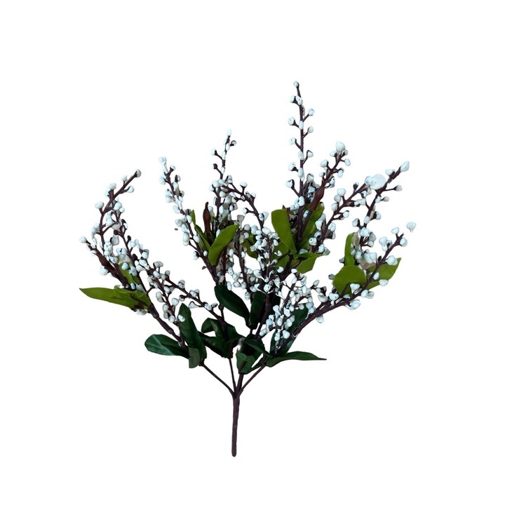 Buchet de mini flori, culoare alba, 35 cm