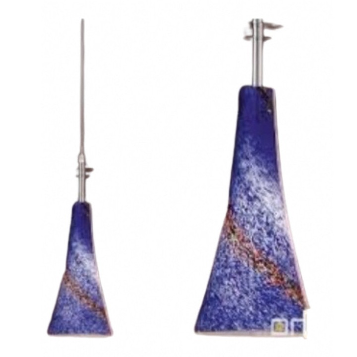 Pendul HL 6-1442/1 BLAU E14 1x40W Metal Chrom Abajur Sticla Trompeta Albastru Picatele Albe ORION