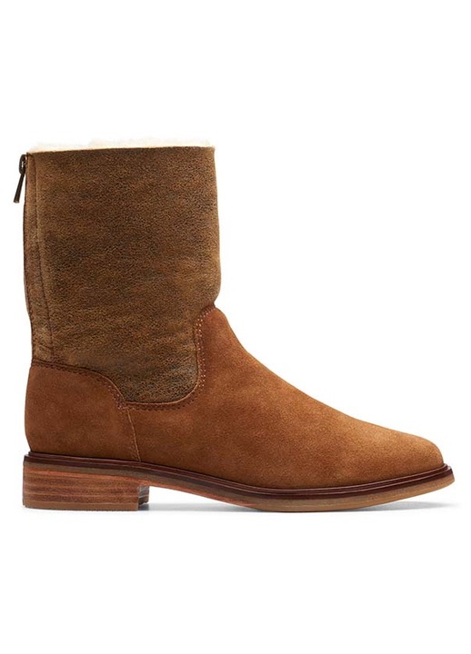 Botine dama, Clarks, Piele naturala, Maro, 36