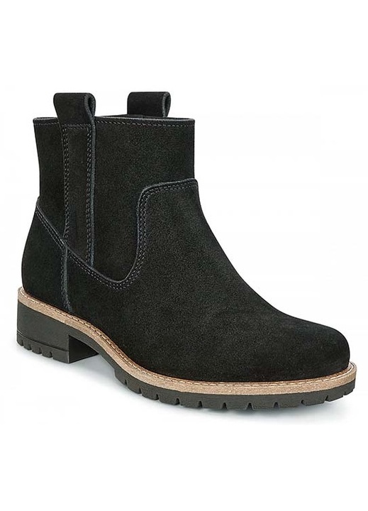Botine dama, ECCO, Piele intoarsa, Negru, 37