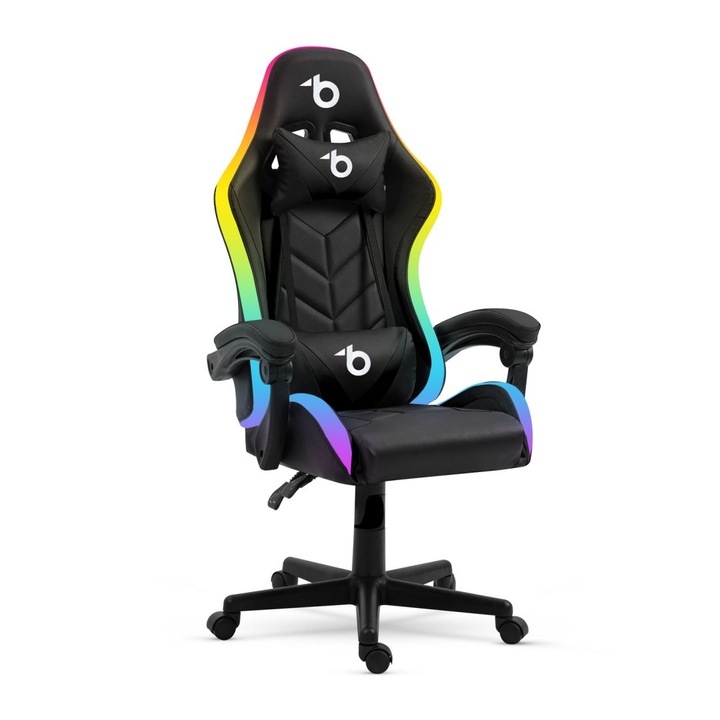 Scaun gaming Delight BMD1115BK, suport lombar si cervical, multicolor, textil