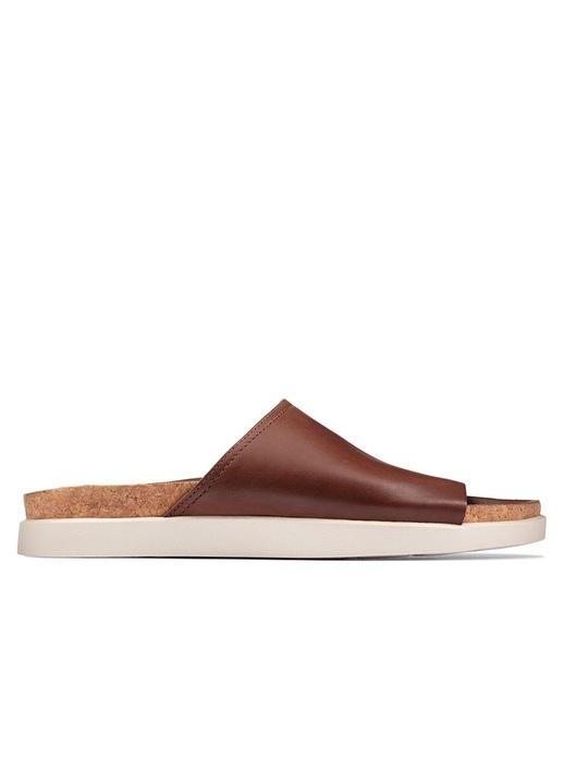 Slapi Sunder Slide pentru barbati, Claks, Piele naturala, Maro, 41.5 EU