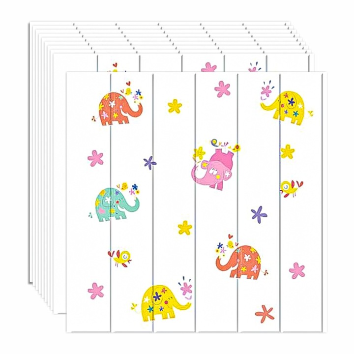 Set 10 x Tapet 3D autoadeziv, design modern, usor de curatat, 70x70 cm, Naimeed D3550, Alb Alpin