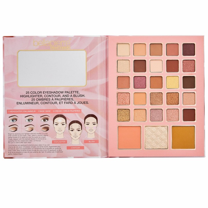 Paleta ochi si fata BellaPierre, Satin Rose, 28 culori, 42.5 g