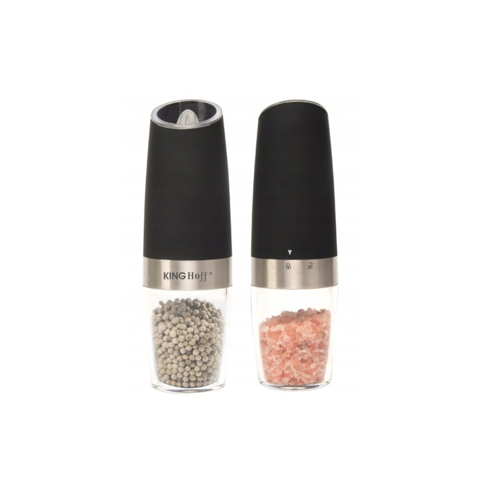 Set 2 rasnite electrice, pentru sare si piper, negru, Kinghoff