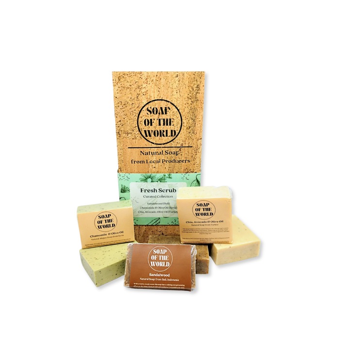 Комплект сапуни Fresh Scrub, Soap of the world, Натурални масла, 3 броя