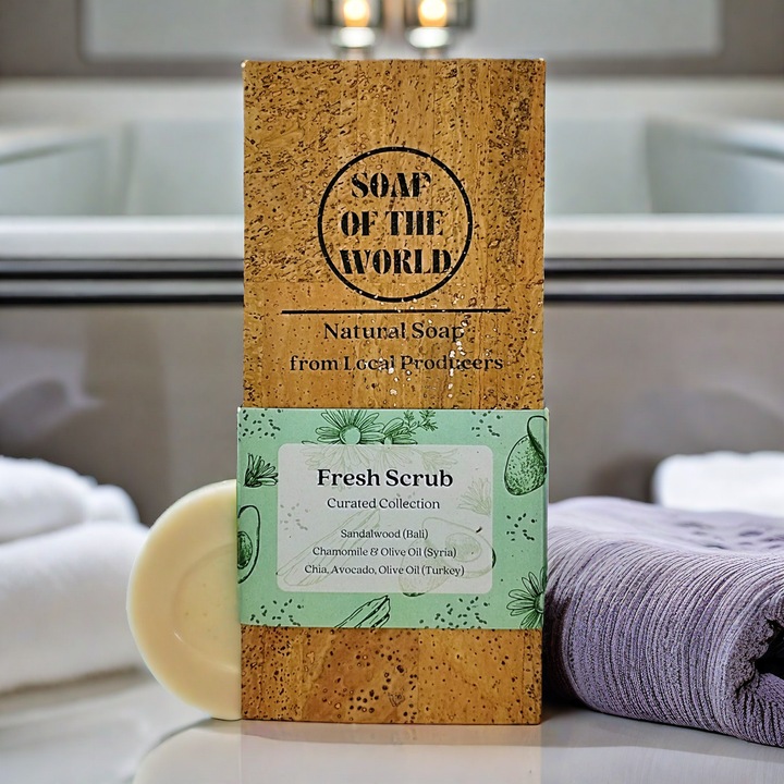 Комплект сапуни Fresh Scrub, Soap of the world, Натурални масла, 3 броя