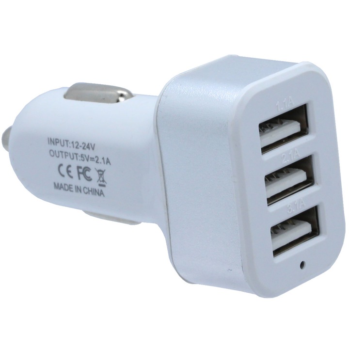 Autós autós töltő, USB 3.1A 1.1A, Univerzális, Me Premium